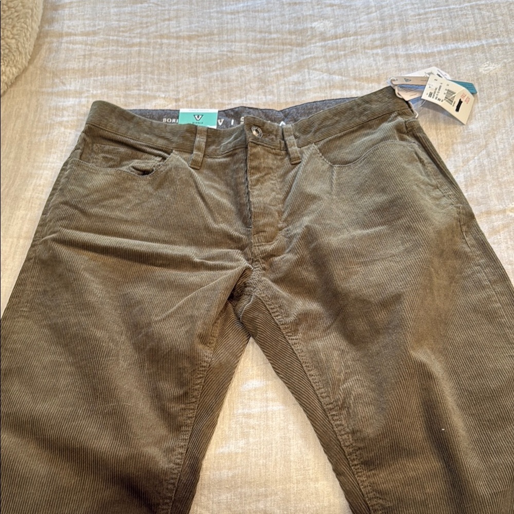 VISSLA Green Corduroy Pants for Casual Wear